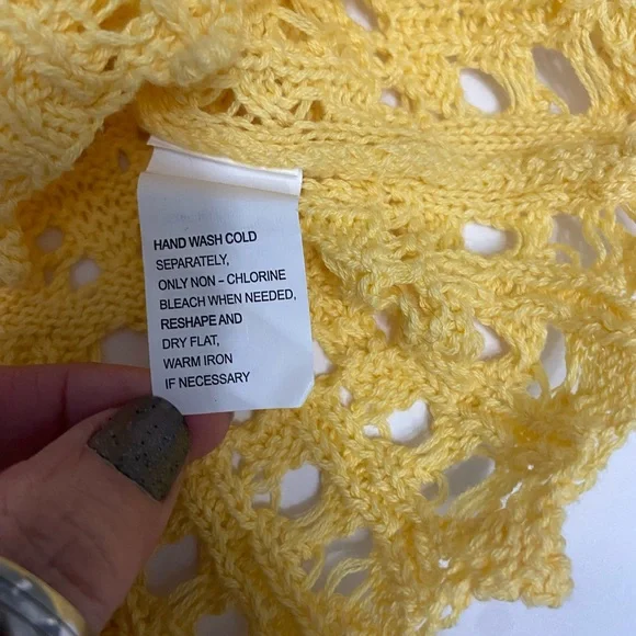 Women’s Crochet Yellow Long Sleeve Top Boho Beach Hippie Festival Fairy Y2K Sz M - Picture 10 of 16